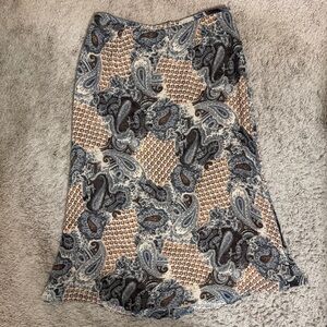 Cynthia Howie Maggy Boutique Tan Paisley Print Women's Maxi Skirt Size 16W Artsy